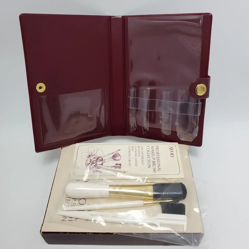 Vintage Avon Professional Travel Makeup Brush Collection 4 Piece Set